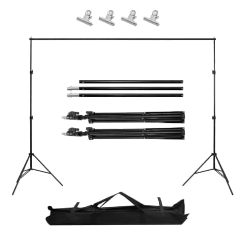 Backdrop Stand Kit 2x2m/6.6ft Adjustable Portable Photography Background Support Frame with Carry Bag for Photo Studio, Parties, Weddings & Events